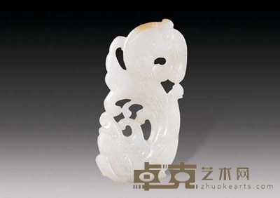 清 白玉龙珮 长6.5cm